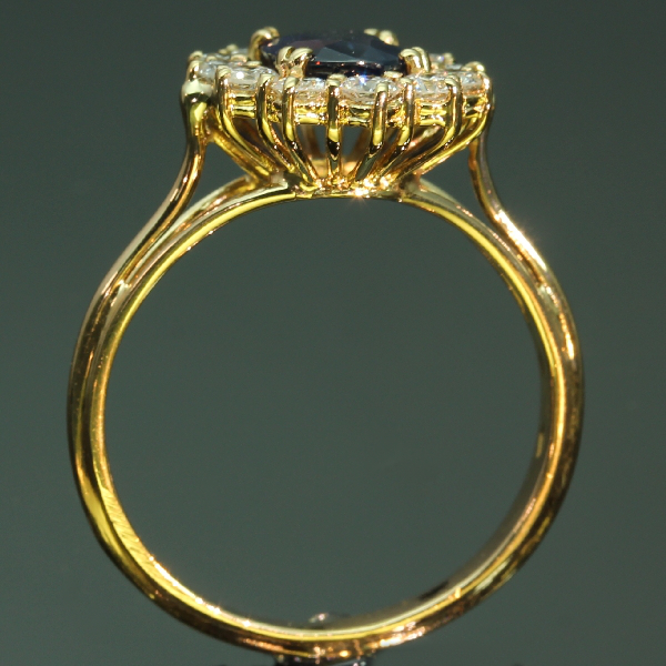 Estate yellow gold diamond and sapphire engagement ring (image 12 of 17)